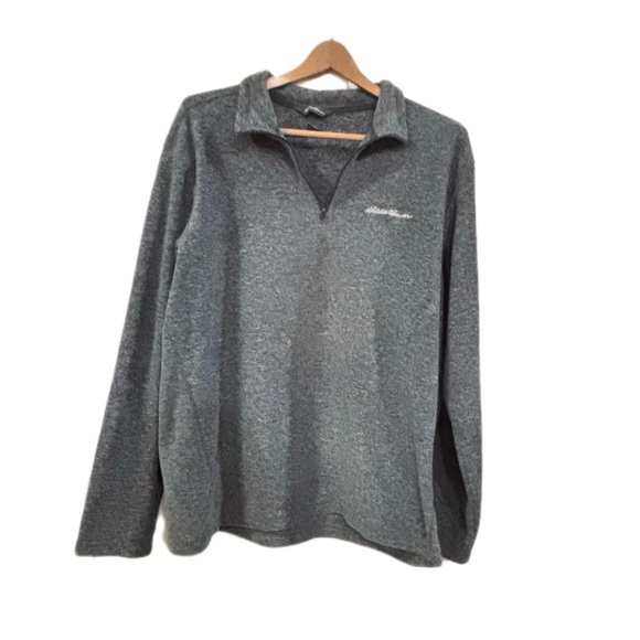 Eddie Bauer Men's Gray  Half Zip Fleece L 70% Polyester 30% Recycled Polyester - Picture 3 of 11